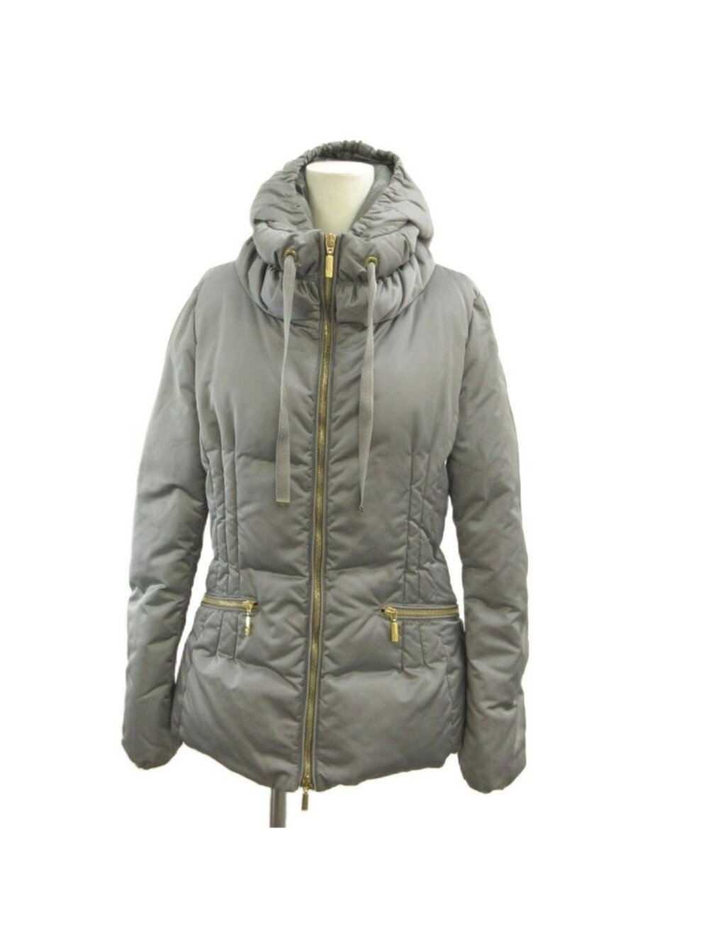 Moncler Nancy Down Jacket Top Hood Zip Up Gray 45352/00/54214